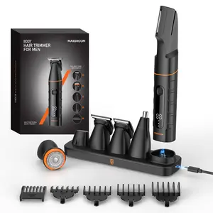 MAXGROOM Manscape All-in-One Body & Pubic Hair Trimmer for Men, No-Nick Groin & Ball Shaver, Waterproof Mens Electric Grooming Kit with LED Display, USB Rechargeable (Black)