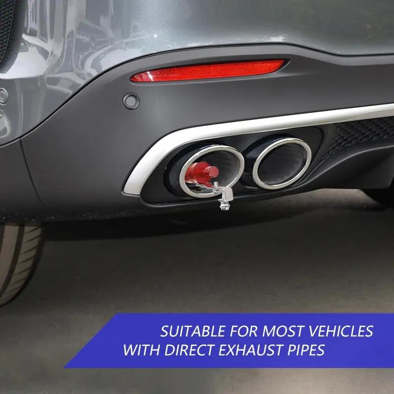 3PCS Car Exhaust Pipe Decorative Whistle, Aluminum Alloy Vehicle Decor Accessory, Universal Fit for Most Cars, Red