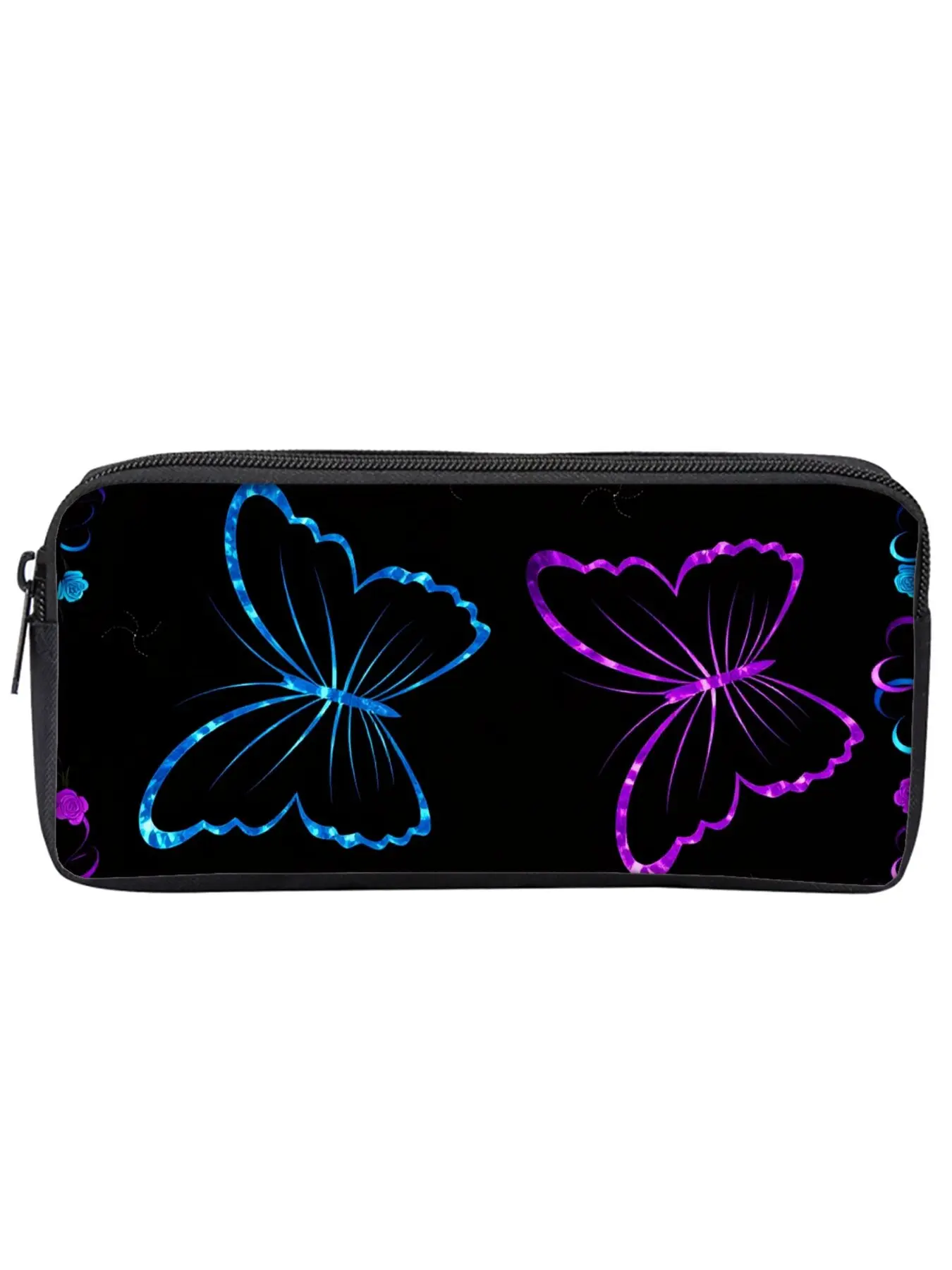Blue-purple butterfly pattern single-layer pencil case