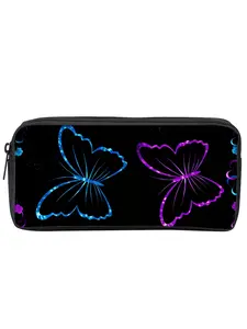 Blue-purple butterfly pattern single-layer pencil case