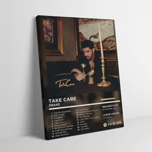 Drake Take Care Album Cover Black Flash Style Wall Art Canvas Painting Adult Fans Mid-century Modern Aesthetic Artistic Home Decor Hip Hop Rap Music Print Poster