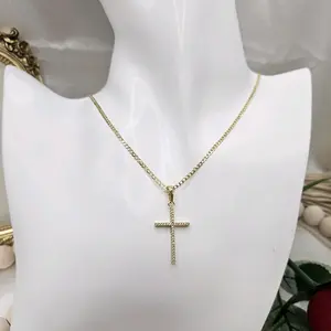 valdiviajewelry #2293 Necklace and cross, 14k gold plated, high quality
