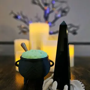 Crystal Filled Cauldron with Tower & polished tumbles