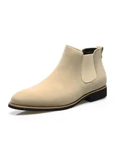 Men's Casual Plain PU Leather Chelsea Boots, Fashionable Elastic Ankle Boots, Male All-match Trendy Shoes for Daily Wear