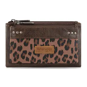 Wrangler Large Women's Wallets Card Cases & Money Organizers Western Double Zipper Phone Clutch Wallet for Ladies Female