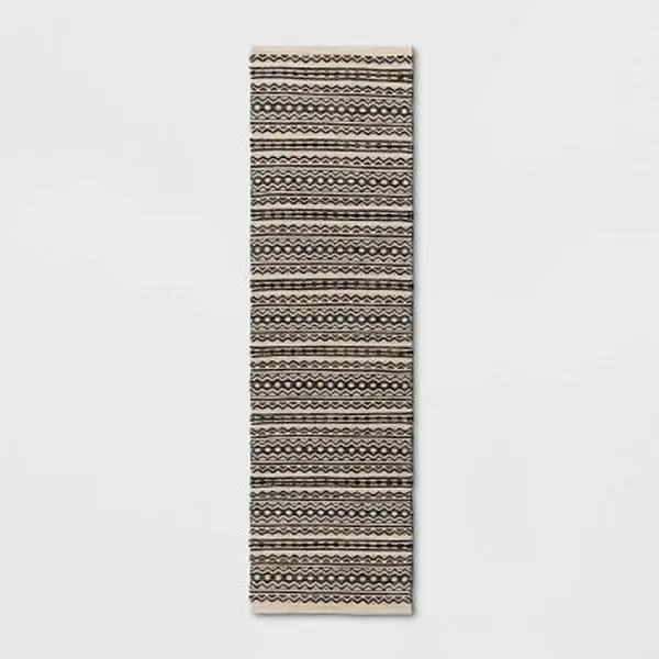 2'x7' Washable Norwalk Stripe Runner Rug Black/White - Threshold