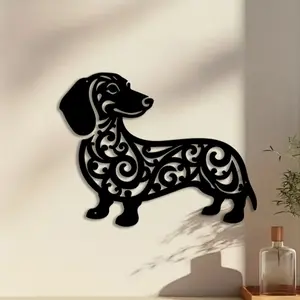 1pc Dachshund Metal Wall Art, Dachshund Statue Mural, Perfect for Living Room Wall, Bedroom Wall, Bohemian Wall, Valentine's Day Decor, Ideal Gift for Pet Lovers, Powder-Coated Metal