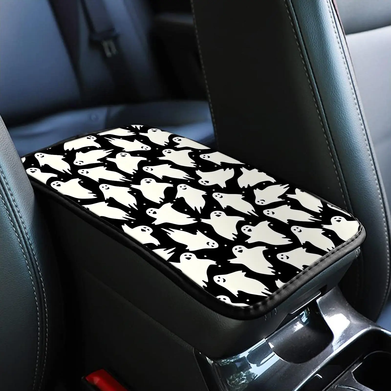 Ghost Pattern Car Armrest Cover, Car Center Console Cushion, Universal Car Armrest Box Pad, Car Accessories for Women & Men, Car Interior Accessory, Car Interior Decorative, Car Interior Decor, Car Interior Decoration, Car Decor Gift