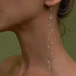 Minimalist High-End Teardrop Earrings, Dewdrop Design Fishing Line Style, Fashionable High Quality Earrings with Morning Dew Ice Cold Water Aesthetic for Elegant Occasions