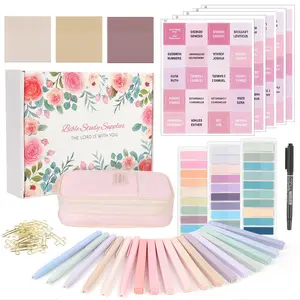 SKYDUE  boho colorful Bible Journaling Kit, Bible Study Supplies, Aesthetic Book accessories Annotation Kit, Highlighter Set No Bleed, Bible Journaling Kit for Gift Pink