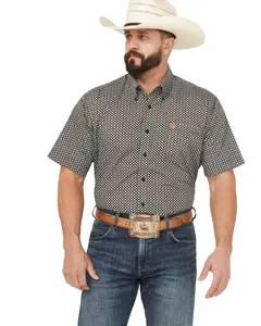 Cinch Men's Men'S Geo Print Short Sleeve Button-Down Western Shirt - Mtw1111492