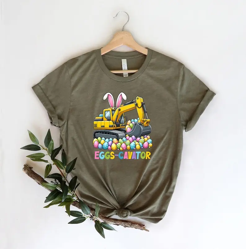 Eggs-cavator Easter Shirt, Fun Tshirt for Easter Day, Christian Shirt, Colorful Easter Eggscavator Tshirt, Easter Day Outfit for Gift