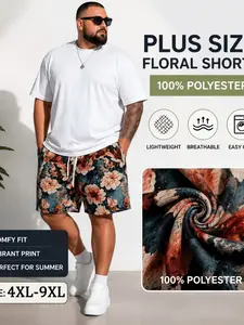 Men's Plus Size Casual Floral Camo Shorts, Hawaiian Beach Shorts, Comfortable Daily Wear, Fashion Lightweight Summer Style, Stylish Men's Clothing