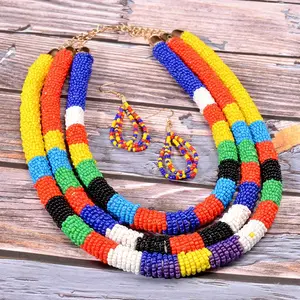African Bead Necklace & Earring Set