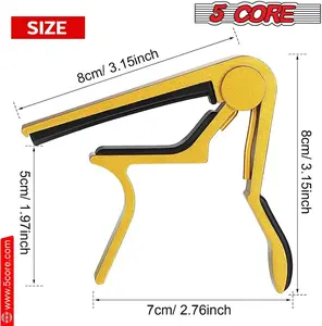 5 Core Guitar Capo for Acoustic & Electric Guitar Quick Change Kapo for 6 String Banjo Mandolin & Ukulele Fast Clip On - CAPO GLD