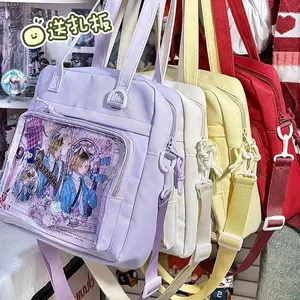 New Kawaii Ulzzang Itabag Girls Simple High Quality Nylon Shoulder Bag With Display Plate Crossbody Bags College Student Ita Bag
