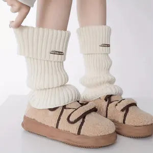 1 Pair White Ruffle Leg Warmers with Metallic Brand Tag - Elastic Cuff & Cable--Like Nylon (Nylon/Rayon-like) All-Season Leg Warmers for &, Winter Dance, Casual Wear, Themed Parties - Stylish Warm Accessory, for Teenager