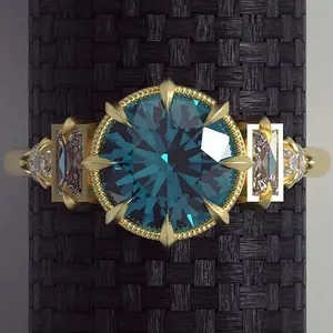 Creative Eight claw Blue Topaz Modern Gold Ring