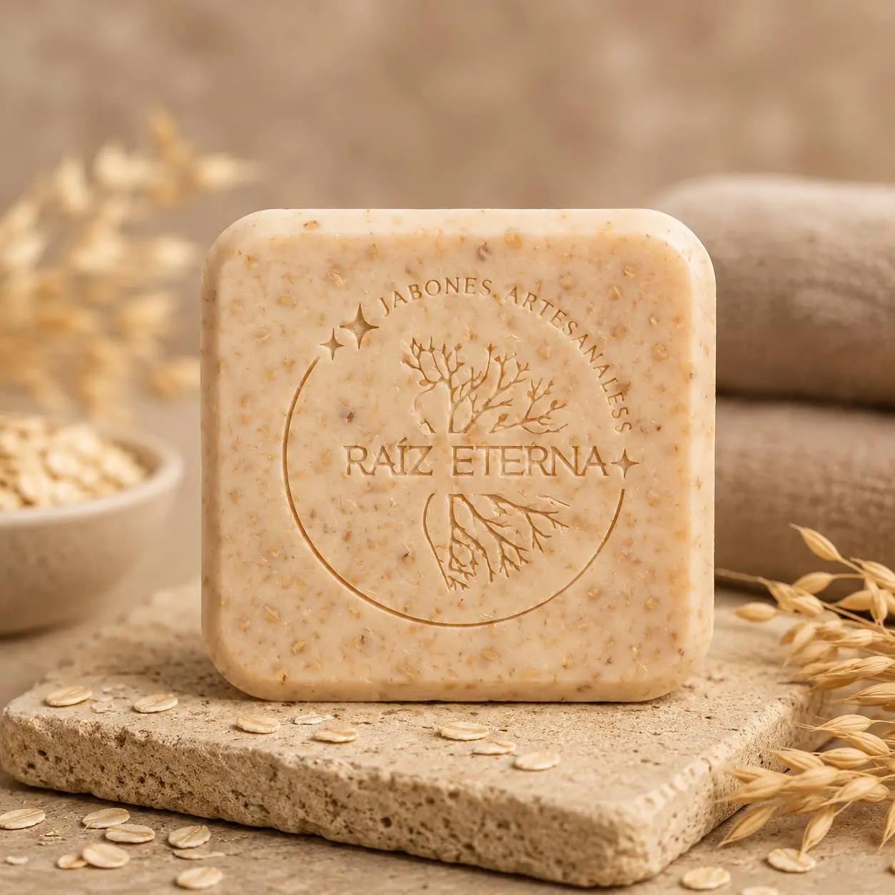 Raiz Eterna Oatmeal Soap Cleanser Calming Exfoliating Facial Cleansing for Sensitive Dry Skin Soft Smooth Refreshing