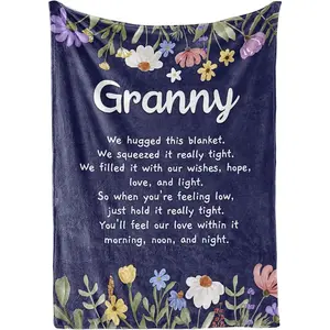 Flannel Blanket - Blue Floral Fuzzy Flannel Throw, Flowers Pattern & Blue Patterned Blanket, Ideal Gift for Grandma, Perfect for Mother's Day, Cozy Home Decor for Bed & Couch | Home & Gift, Flowers Pattern Blankets, Fuzzy Fabric Blankets