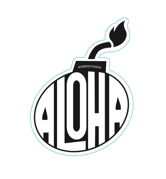 Aloha Bomb Black and White Self-Adhesive Decoration Sticker, 6 in Crafts Decal, 2 Sizes Available for Any Surface