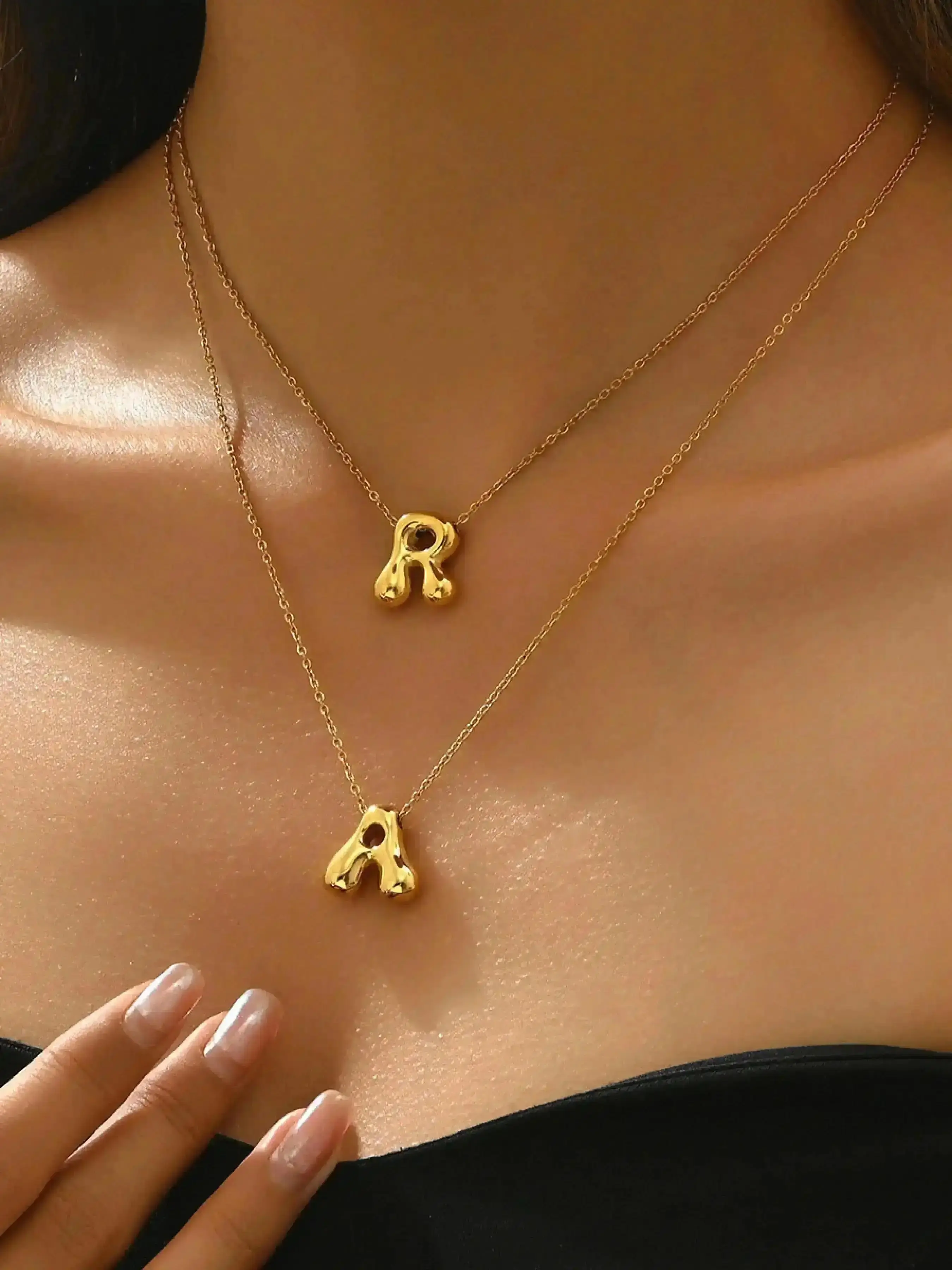 2026 New Model Women's Stainless Steel Bubble Letter Necklace, Initial Elegant Pendant Jewelry Gift for Women, Perfect Accessory All Occasions Sophisticated Modern Style Stunning Luxury Great Versatile Wear Piece