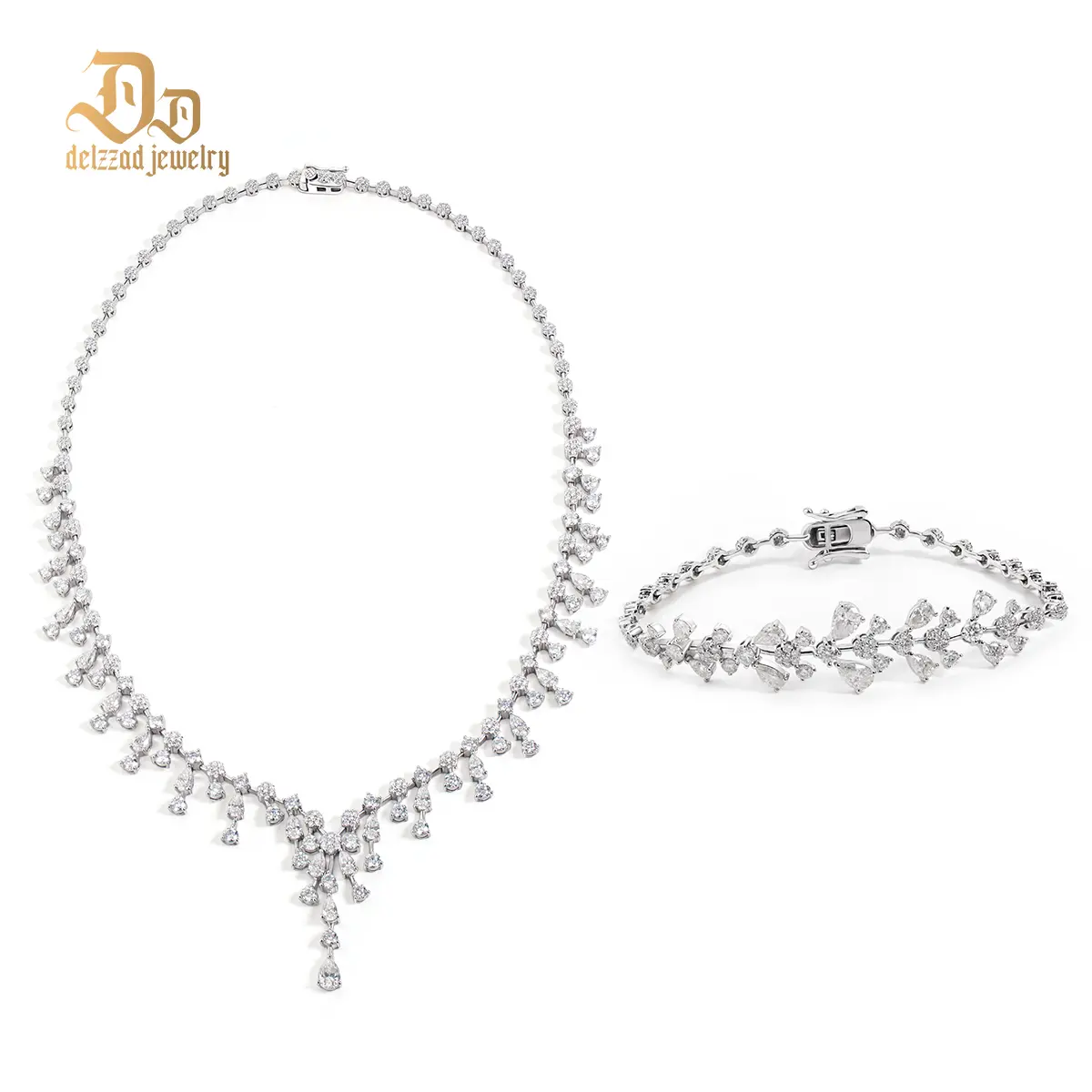 【Stella Nocturne Set】Delzzad Stellar‌ Necklace Bracelet Jewelry Set Synthetic Moissanite Necklace Bracelet Moissanite Jewelry Set S925/Copper Perfect Birthday Wedding Engagement Anniversary Christmas Gift