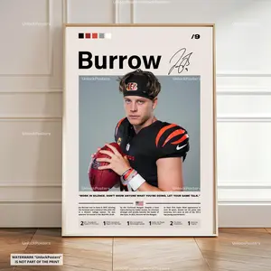 Joe Burrow Poster, Burrow Bengals, Football Print, Gridiron Sports Decor, Quarterback Action Artwork, Burrow Wall Art NFL, Poster Gifts, Gift For Fan - Unframed