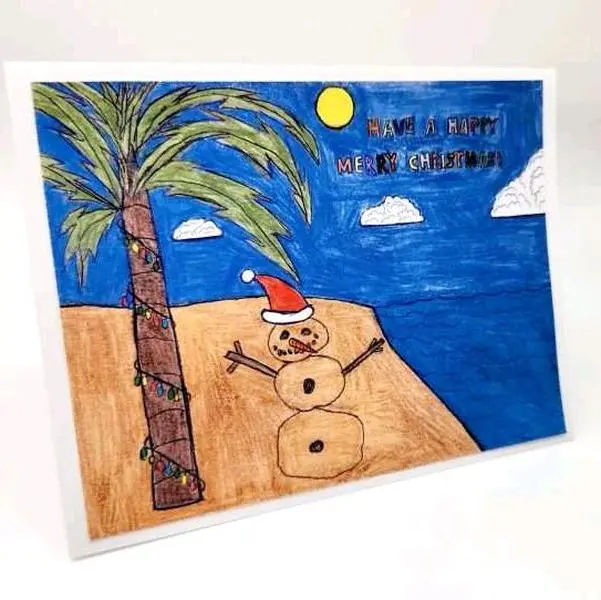Sand Snowman holiday cards