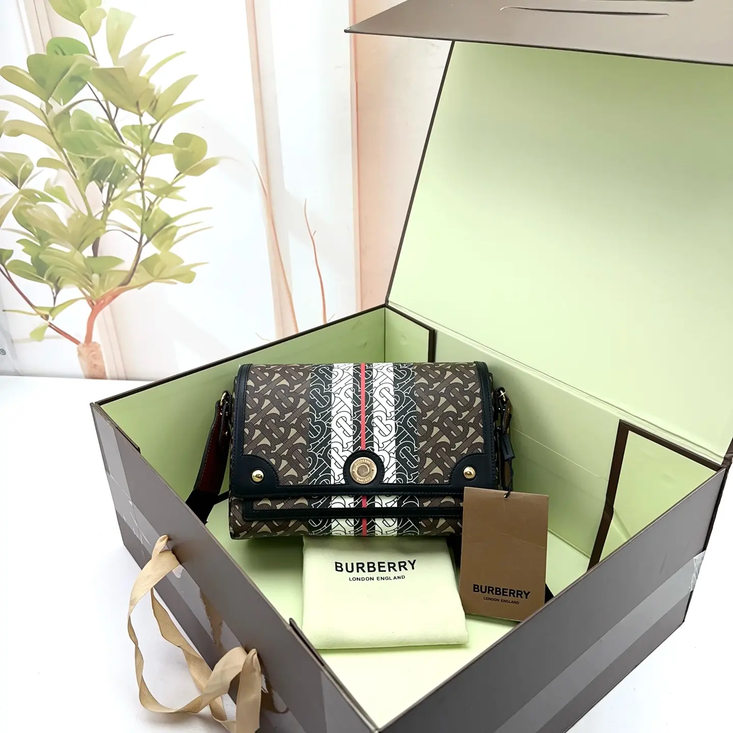 Pre-owned BURBERRY TB Monogram Canvas Flap Crossbody Bag 0807 raye 21953927