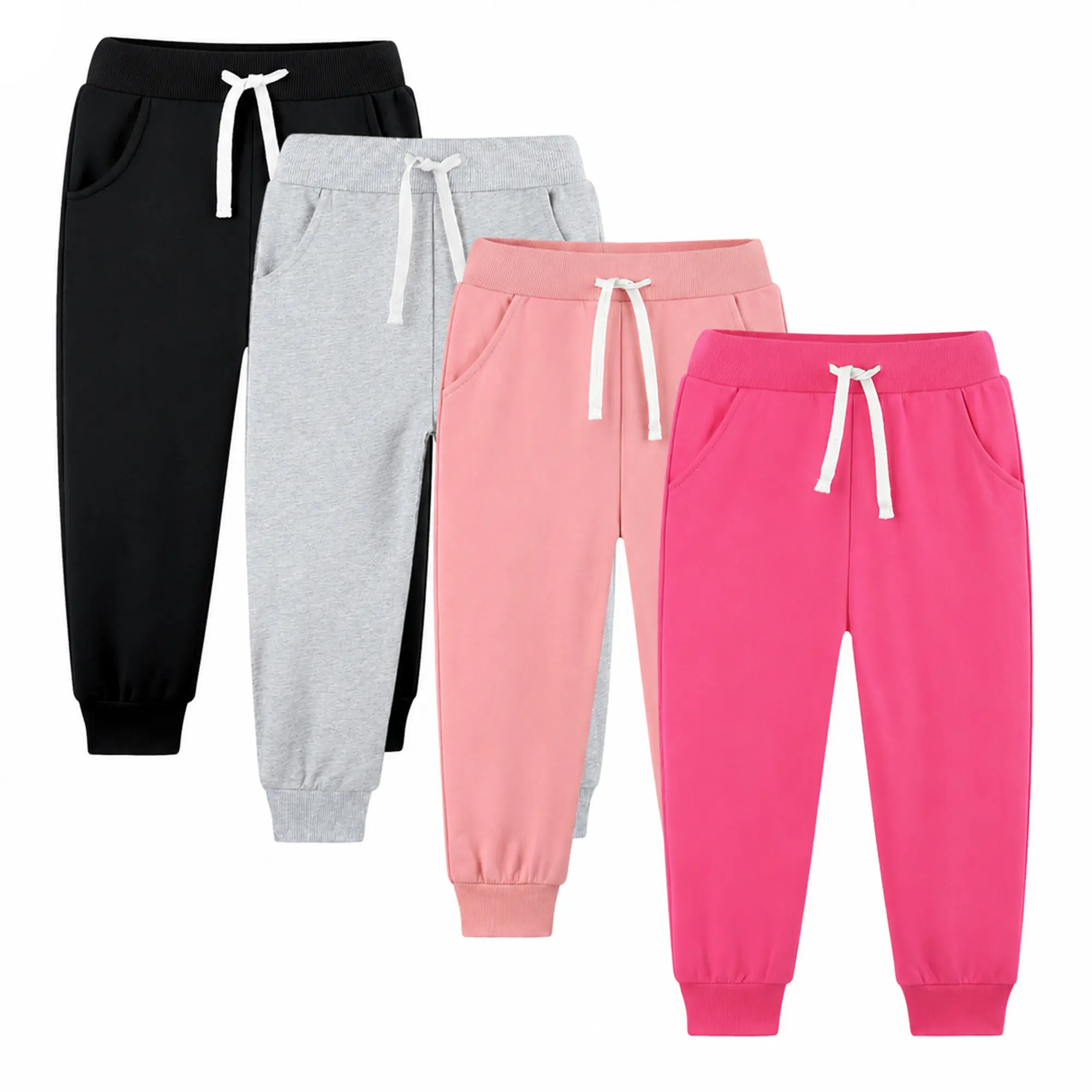 Toddler Girls Sweatpants Joggers Pants Cotton 4 Pack Athletic Sweat Pant Clothes Jogging Outfits Trousers with Pocket