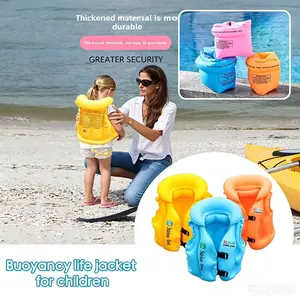 The children's floatation vest is a unisex inflatable vest designed specifically for beginner swimming training. It features a thickened design, equipped with three air chambers and two adjustment buckles, and comes with a pair of inflatable arm floats