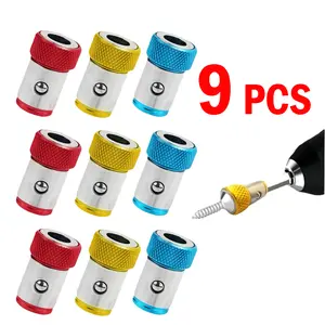 9pcs/set Strong Magnetic Screw Ring:  Universal Magnetic Screw Holder - Removable Magnetic Screwdriver Drill Bit Holder for Hex Screwdriver and Power Bits,tools and gadgets,tools and gadgets for him strong magnetic screw ring,drill,adapt