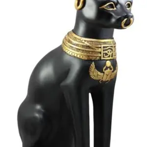 Ebros Large Egyptian Sitting Cat Bastet Statue In Black And Gold Finish 20"Tall