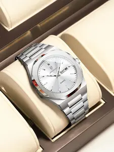 Men's Business Fashion Round Dial Analog Quartz Watch, Fashion Watch for Party, Daily Clothing Decor, Trendy All-match & Exquisite Watch for Birthday Gift with Box, Business Fashion Watches