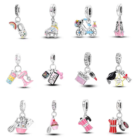 MULA Humanistic Life Series 2 - 925 Silver-plated Original Pendant Women's Bracelet Necklace Jewelry, Exquisite Life Element Beads Fit All Pandora Bracelets and Necklaces, Unique Gift for Women and Girls, Pendant Chain, Exquisite Trendy Pendant