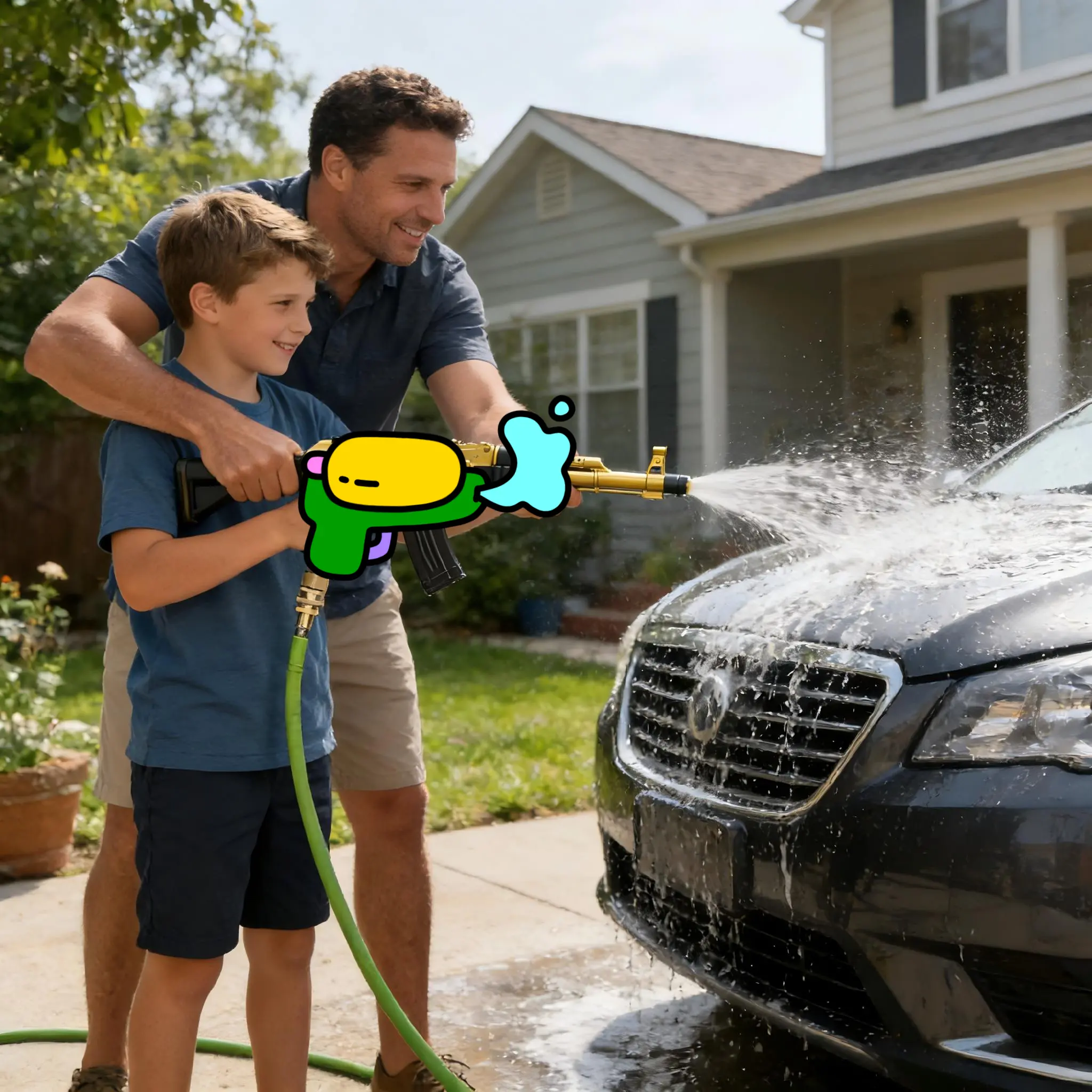 【Gold!!!】Washing Tool with 3/8'' Quick Connector, Swivel Washer Toy with 4 Pressure Washer Nozzle Tips & charing Station & Filter, Men's Gift, Father's Day Gift