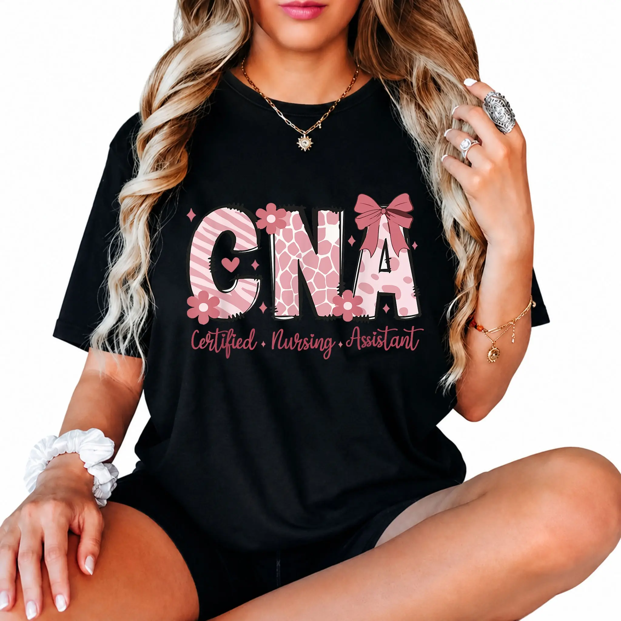 100% Cotton CNA Week Nursing Stethoscope Coquette Bow CNA Week Nursing T-Shirt