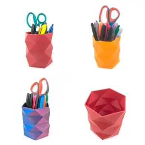 3D Printed Pencil Holder - Colorful Geometric Design for Pens & Scissors - Available in Multiple Vibrant Colors