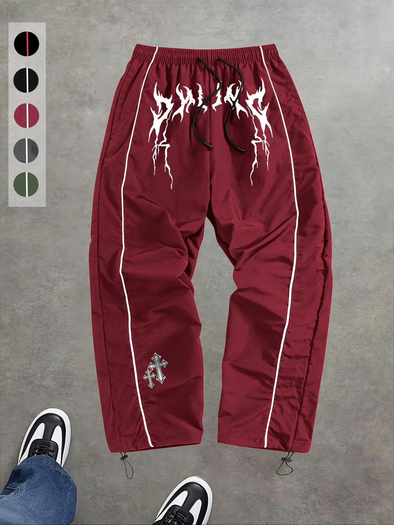 Men's New Casual Sport Pants, Loose Fit, Elastic Waist Drawstring, Fashion Print, Lightweight Fabric, Ideal for Daily Wear, Loose Sports Pants, Casual Comfy Sporty