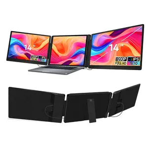 14" Laptop Screen Extender, 1200P FHD Triple Portable Monitor for Laptops, Dual-Screen Display with IPS 16:10, Plug & Play Laptop Monitor Extender for Work, Travel, Office