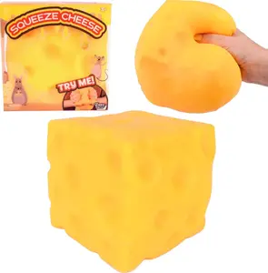【Complimentary strawberries】Squishy Cheese Block - Yellow, moldable fidget Toy withSqueeze Feature, Ideal for Play and Relaxation