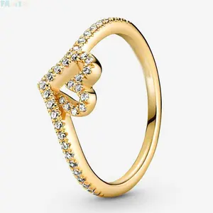 FAMTD 925 Sparkling Heart Ring Fit Charm Necklaces Women's Fashion Jewelry Gift For Her Engagement Promise Ring Gf Accessory radiant  cut  ring  engagement