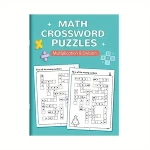 Lachy Math Crossword Practice Book, Multiplication & Division Tables 1-12, Interactive Math Exercises, Early Education Activity Book