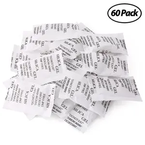 60 Packs 3 Grams Silica Gel Desiccant Packets Moisture Absorber Drying Bags for Electronics Jewelry & Food Protection