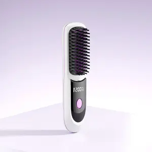Wireless Negative Ion Hair Straightener Brush, 2-in-1 Straightening & Curling Comb, Anti-Static Volumizing Hair Styling Tool, Rechargeable Portable Home & Travel Hairbrush, Fashion Design, Perfect Gift for Women