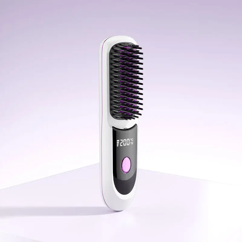 Wireless Negative Ion Hair Straightener Brush, 2-in-1 Straightening & Curling Comb, Anti-Static Volumizing Hair Styling Tool, Rechargeable Portable Home & Travel Hairbrush, Fashion Design, Perfect Gift for Women