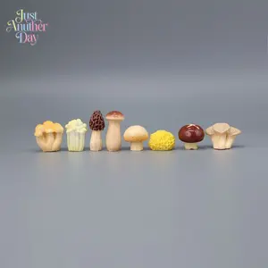 8-Piece Mini Mushroom Figurine Set Cute Resin Mushroom Ornaments for Car Dashboard Desk and Home Decor Realistic Miniature Mushroom Sculptures Unique Gift for Mushroom Lovers and Plant Enthusiasts