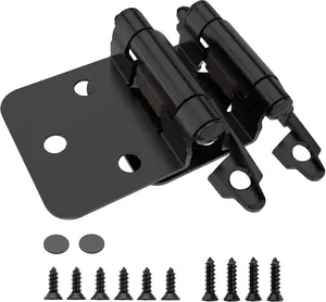 1/2" Overlay Cabinet Hinges, 50 Pack Self Closing Flush Hinges with Door Bumper, Variable Decorative for, Furniture, Cabinet Doors, Black
