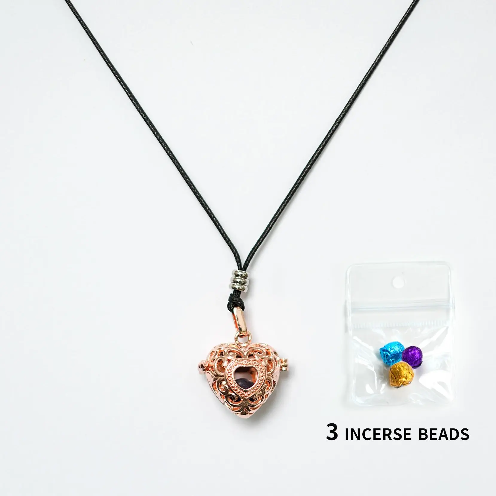 Sparkling Rose Gold Tone Heart Locket Necklace: Openable Aromatherapy Charm with 3 Scent Beads for Stress Relief | Car Hanging Ornament, Rearview Mirror Accessories | Romantic Y2K & Soft Girl Aesthetic, Dainty Vintage Jewelry, Bestie Matching Gift